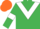 Emerald green, white chevron and armlets, orange cap