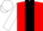 Red, black stripe, white sleeves and cap