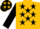 Gold bdy with black stars on body and sleeves and vr brand on back