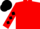 Red, black bird, red and black diamonds on sleeves, black cap