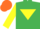 Emerald Green, Yellow inverted triangle and sleeves, Orange cap