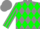 Grey, green diamonds, green stripe on sleeves