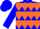 Blue, orange diamonds, orange hoops