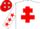 White, red cross of lorraine, white sleeves, red stars and cap
