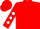 Red with white diamonds on sleeves, b r inside horseshoe chest and back