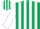 Dark green, white yoke, white stripes on sleeves