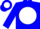 Blue, blue 'm' on white ball