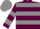 Maroon and gray hoops, maroon sleeves, gray hoop, gray cap