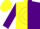 Yellow & purple halves, purple ball, yellow 21, purple diamond sleeves