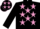 Black, mauve stars, black sleeves, mauve stars on cap