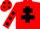 Red, black cross of lorraine, black spots on sleeves, red cap, black spots