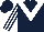 Dark blue, white chevron, white and dark blue striped sleeves