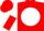 Red, red 'dks' in white ball, white and red halved sleeves, red cap