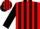 Red, black circled black 'kmd', black stripes on seeves