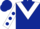 Dark blue, white chevron, white sleeves, dark blue spots