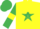 Yellow, emerald green star, emerald green sleeves, yellow armlets and stars on emerald green cap
