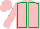 Pink, emerald green seams, pink cap
