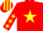 Red, yellow star, yellow stars on sleeves, yellow & red striped cap