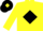 Yellow, black diamond, yellow sleeves, black cap, yellow diamond, black peak