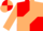 Red, red 'ccr' inside tan diamond, red and tan quartered sleeves