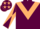 Maroon, beige chevron, diabolo on sleeves and stars on cap
