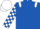Royal blue, white epaulets, checked sleeves, white cap