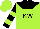 Lime green, black yoke and 'kw', black sleeves, two lime hoops