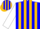 Blue and gold stripes, white sleeves
