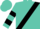 Turquoise, black sash, black bars on sleeves