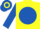 Yellow, royal blue disc and sleeves, royal blue and yellow hooped cap