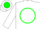 White, green circle and frog, white sleeves, green ball