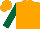Orange, dark green sleeves