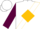 White, navy blue framed gold diamond v sash, gold 'ashwood' on maroon sleeves