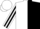 White and black halves, playing card emblem ,black stripe on sleeves