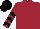 Maroon, black chevrons on sleeves, black cap