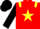 red, yellow star and epaulets, black sleeves & cap