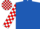 Royal blue, red and white check sleeves and cap