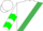 White, emerald green sash, green chevrons on sleeves, white cap
