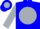 Blue, blue 'jac' on silver ball, blue bars on silver sleeves