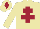 Beige, Maroon Cross of Lorraine and diamond on cap