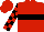 Red, black belt, black blocks on sleeves