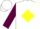 White, navy blue framed yellow diamond v sash, yellow 'ashwood' on maroon sleeves