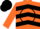 Orange, black 'k5' in black circle, black chevrons on orange sleeves, black cap
