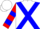 White, red and blue cross sashes, red and blue bars on sleeves