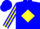 Blue, blue 'tc' on yellow diamond, yellow diamond stripe on sleeves