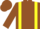 Brown, yellow 'db', yellow braces