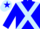 blue, light blue cross sashes, light blue cap, blue star