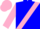 Blue, blue horseshoe 'w' on pink sash, pink sleeves, blue and pink cap