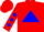 Red, blue triangle, blue diamonds on sleeves
