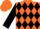 Orange and black diamonds, black sleeves, orange cap